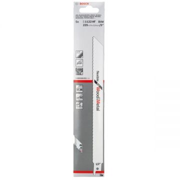 Bosch  S 1122 HF - Set panze fierastrau sabie bimetal 225 mm 10 dinti/inch dantura standard 5 bucati