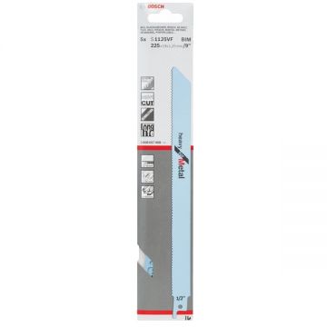 Bosch  S 1125 VF - Set panze fierastrau sabie bimetal 225 mm 10-14 dinti/inch dantura progresiva 5 bucati