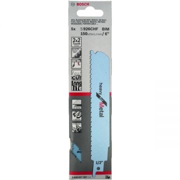 Bosch  S 926 CHF - Set panze fierastrau sabie bimetal 150 mm 8+10 dinti/inch dantura 2x2 Tooth Geometry 5 bucati