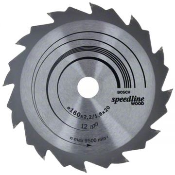 Bosch  Speedline Wood - Panza fierastrau circular lemn 160x20x2.2 mm 12 dinti
