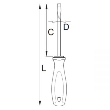 Unior  605TBI - Surubelnita cu varf plat  0.4x2.5x75 mm crom vanadiu