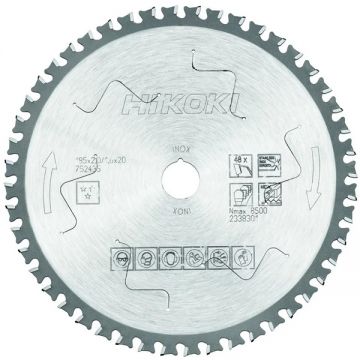 HiKOKI  752435 - Panza fierastrau circular inox 185x20x2 mm 48 dinti