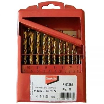 Makita  P-61385 - Set burghie metal HSS-TIN 1-10  mm tija cilindrica 19  bucati