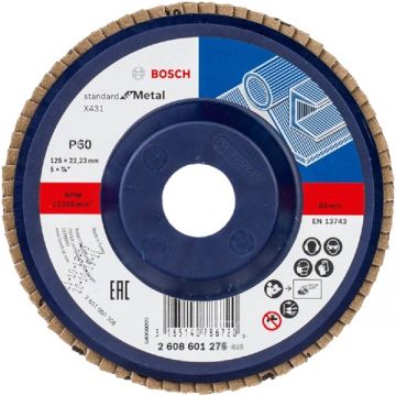 Bosch  X431 - Disc lamelar profil drept 125x22.2 mm granulatie 80