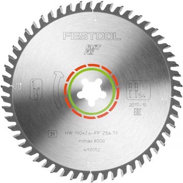 Festool  190x2.6 FF TF54 - Panza fierastrau circular panouri laminate 190xFastFixx2.6 mm 54 dinti