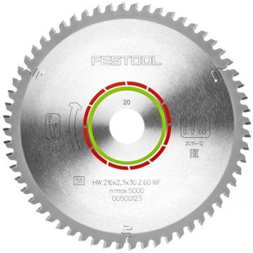 Festool  LAMINATE/HPL HW - Panza fierastrau circular panouri laminate 216x30x2.3 mm 60 dinti