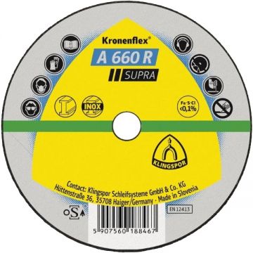 Klingspor  A 660 R SUPRA - Disc taiere inox si metal 50x6x1 mm 1 buc