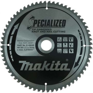 Makita  B-40630 - Panza fierastrau circular lemn cu cuie 260x30x2.3 mm 64 dinti