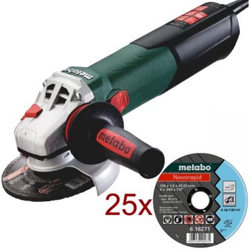 Metabo  WEA 17-125 QUICK - Polizor unghiular cu fir 1700 W 125 mm turatie constanta protectie suprasarcina maner antivibratii pornire lina accesorii