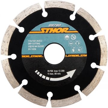 Sthor  08780 - Disc diamantat de taiere segmentat 115x22.2x1.9 mm taiere uscata