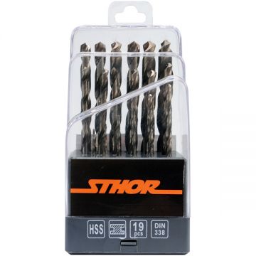 Sthor  21999 - Set burghie metal HSS 1-10  mm tija cilindrica 19  bucati