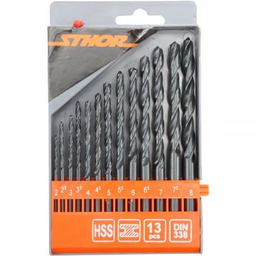 Sthor  22180 - Set burghie metal HSS 2-8  mm tija cilindrica 13  bucati