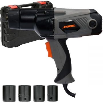 Sthor  57092 - Masina de insurubat cu impact 1100 W 450 Nm - patrat 1/2 inch valiza plastic accesorii