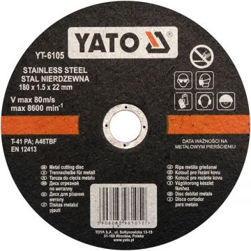 Yato  YT-6105 - Disc taiere inox 180x22x1.5 mm 1 buc