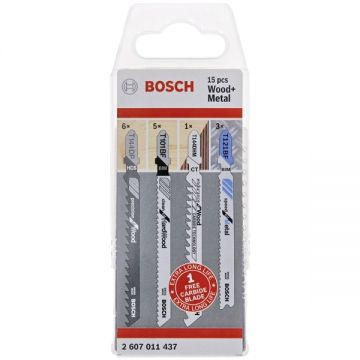 Bosch  2607011437 - Set panze fierastrau pendular tija cu un prag de prindere (T) 92-100 mm multimaterial taiere mixta 15 bucati