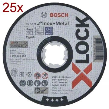 Bosch  2608619264 - 25 x Disc taiere inox si metal 125x22.2x1 mm X-LOCK