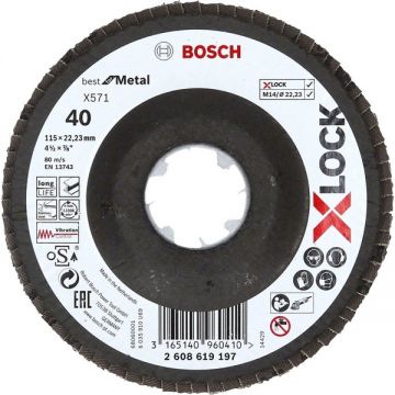 Bosch  X-LOCK - Disc lamelar profil convex 115x22.2 mm granulatie 40