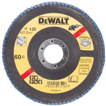 DeWalt  DT3309 - Disc lamelar profil drept 125x22.2 mm granulatie 60