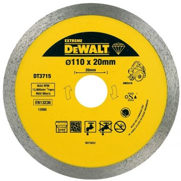DeWalt  DT3715 - Disc diamantat de taiere continuu 110x20x1.6 mm taiere umeda si uscata
