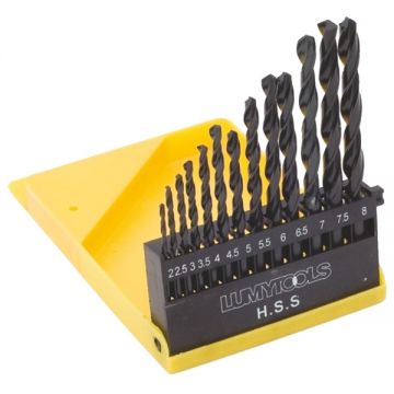 LumyTools  LT22180 - Set burghie metal HSS 2-8  mm tija cilindrica 13  bucati