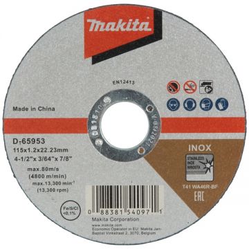 Makita  D-65953 - Disc taiere inox 115x22.2x1.2 mm 1 buc