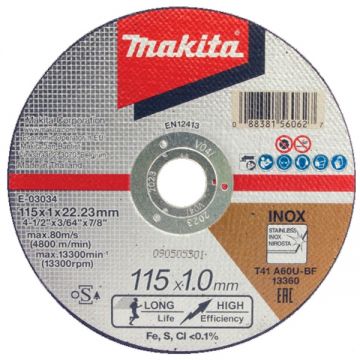 Makita  E-03034 - Disc taiere inox 115x22.2x1 mm 1 buc