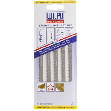 Wilpu  HC 33 - Set panze fierastrau pendular tija cu un prag de prindere (T) 132 mm lemn taiere dreapta fina 5 bucati