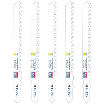 Wilpu  HGS 14 BI - Set panze fierastrau pendular tija cu un prag de prindere (T) 100 mm lemn taiere dreapta grosiera 5 bucati