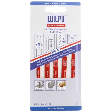 Wilpu  MG 12 - Set panze fierastrau pendular tija cu un prag de prindere (T) 76.5 mm multimaterial taiere dreapta fina 5 bucati