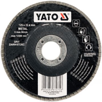 Yato  YT-83273 - Disc lamelar profil drept 125x22.4 mm granulatie 60