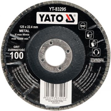 Yato  YT-83295 - Disc lamelar profil convex 125x22.4 mm granulatie 100