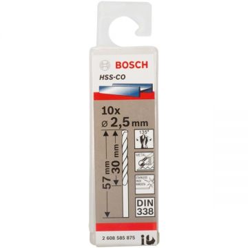 Bosch 2608585875 - Set burghie metal HSS-CO 2.5 mm tija cilindrica 10 bucati Bosch 2608585875 - Set burghie metal HSS-CO 2.5 mm tija cilindrica 10 bucati