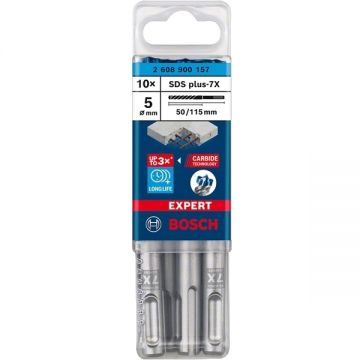 Bosch  EXPERT SDS plus-7X - Set burghie SDS-Plus 5  mm 10 bucati beton armat