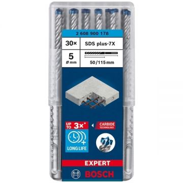 Bosch  EXPERT SDS plus-7X - Set burghie SDS-Plus 5  mm 30 bucati beton armat