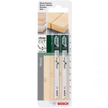 Bosch  T 101 BR - Set panze fierastrau pendular tija cu un prag de prindere (T) 100 mm lemn taiere dreapta fina 2 bucati