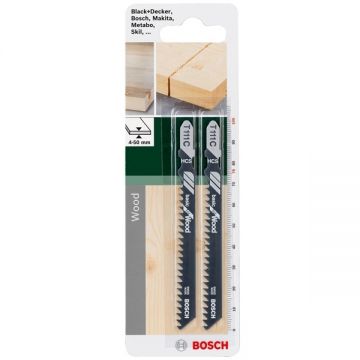 Bosch  T 111 C - Set panze fierastrau pendular tija cu un prag de prindere (T) 100 mm lemn taiere dreapta fina 2 bucati