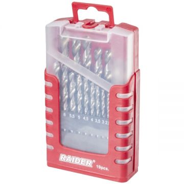 Raider  150682 - Set burghie metal HSS 1-10  mm tija cilindrica 19  bucati