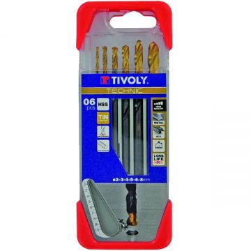 Tivoly  11453170002 - Set burghie metal HSS-TIN 2-8  mm tija cilindrica 6  bucati
