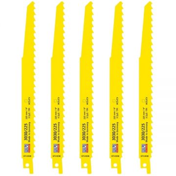 Wilpu  3030/225 - Set panze fierastrau sabie HCS/CV 225 mm 3 dinti/inch dantura standard 5 bucati