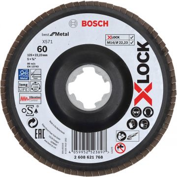 Bosch  Best for Metal - Disc lamelar profil convex 125x22.2 mm granulatie 60