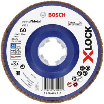 Bosch  Expert for Metal - Disc lamelar profil convex 125x22.2 mm granulatie 60