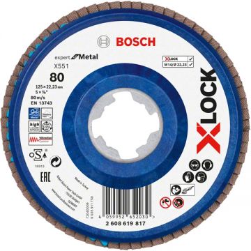 Bosch  Expert for Metal - Disc lamelar profil convex 125x22.2 mm granulatie 80