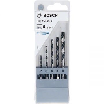 Bosch  HSS PointTeQ - Set burghie metal HSS-PointTeq 2-6  mm tija hexagonala 5  bucati