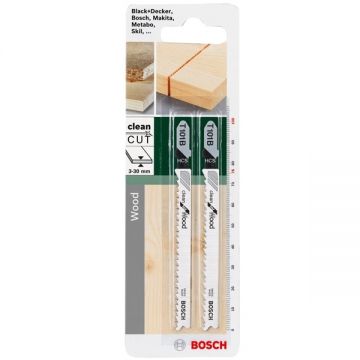 Bosch  T 101 B - Set panze fierastrau pendular tija cu un prag de prindere (T) 100 mm lemn taiere dreapta fina 2 bucati