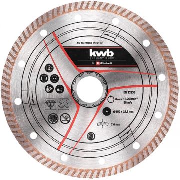 Kwb  49721550 - Disc diamantat de taiere continuu 150x22.2x1.6 mm taiere uscata