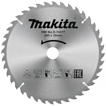 Makita  D-74077 - Panza fierastrau circular lemn 260x30x2.6 mm 40 dinti