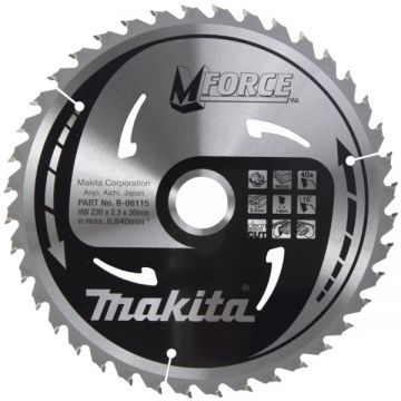 Makita MFORCE - Panza fierastrau circular lemn 230x30x2.3 mm 40 dinti Makita MFORCE - Panza fierastrau circular lemn 230x30x2.3 mm 40 dinti