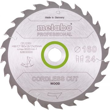 Metabo  628030000 - Panza fierastrau circular lemn 160x20/16x1.6 mm 24 dinti