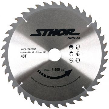 Sthor  08834 - Panza fierastrau circular lemn 250x30x3 mm 40 dinti