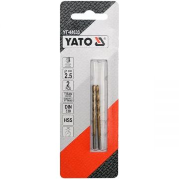 Yato  YT-44633 - Set burghie metal HSS-TIN 2.5  mm tija cilindrica 2  bucati